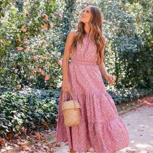 LA VIE REBECCA TAYLOR Meadow Floral Tie Back Tiered Sundress Size Medium